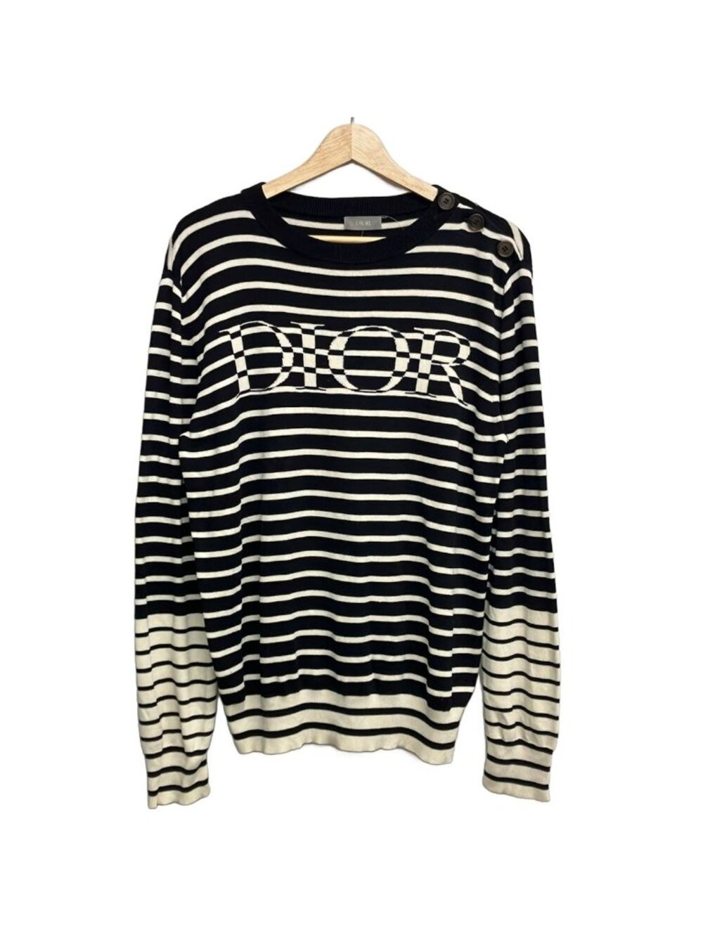 Dior Long Sleeve Sweater M Dark Navy White Border